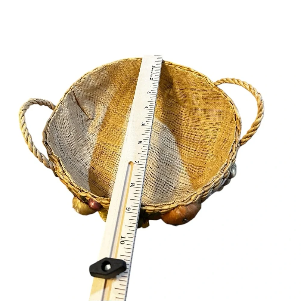 Straw Basket 3-D Vegetable Design Made In Philippines Round 10.5 Inches Wide‎